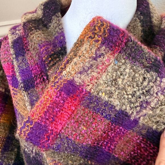 Vintage 80s Missoni Made in Italy Wool Plaid Hooded Toggle Jacket Womens XL Rare - Picture 5 of 12